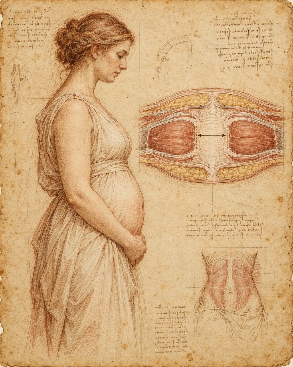 Studio illustrativo per Correzione della diastasi dei retti post-gravidanza